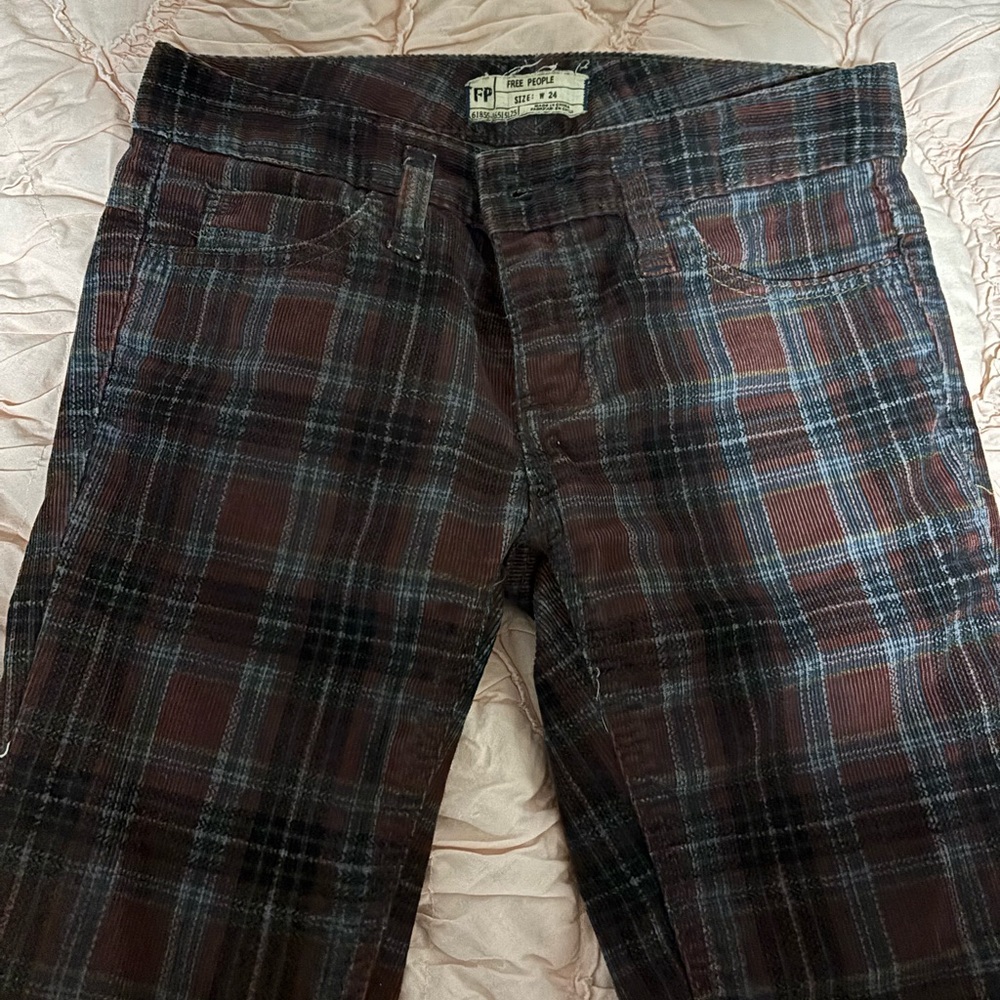 Free People Plaid Corduroy Pants